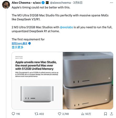 就能跑满血DeepSeek网友：这是性价比最高的大模型一体机凯发k8国际厅登录顶配超10万！两台Mac Studio在家(图2)